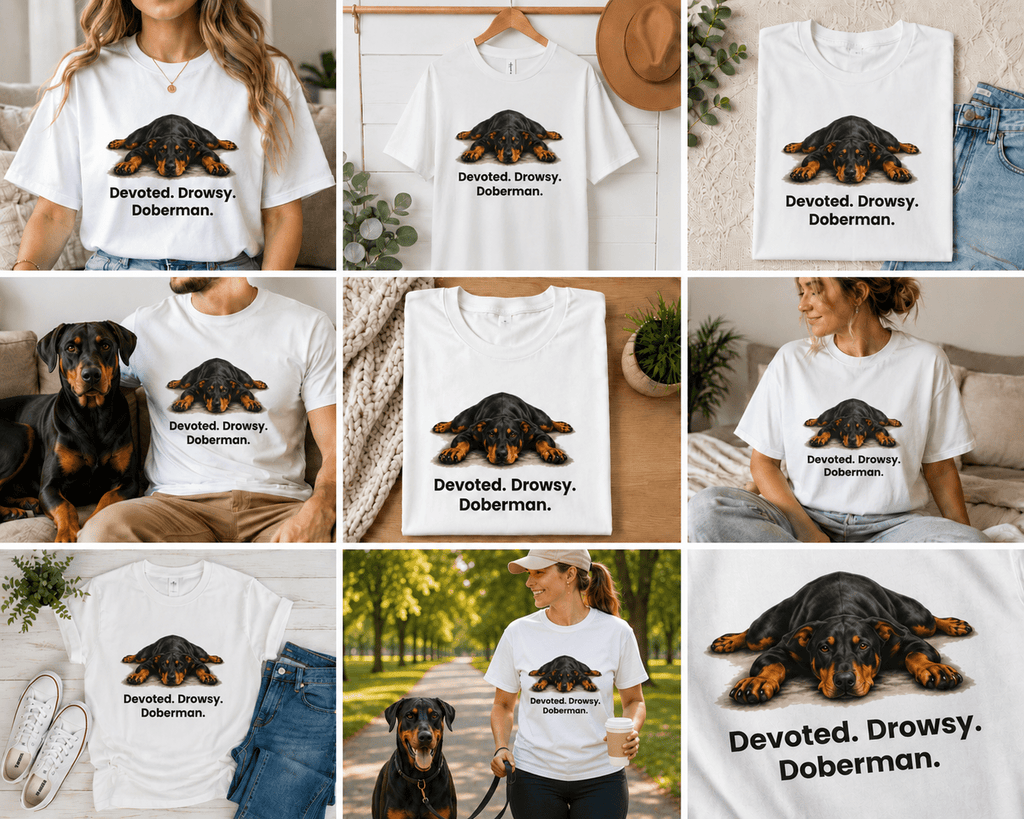 Devoted. Drowsy. Doberman. T-Shirt - TooEasy Gear