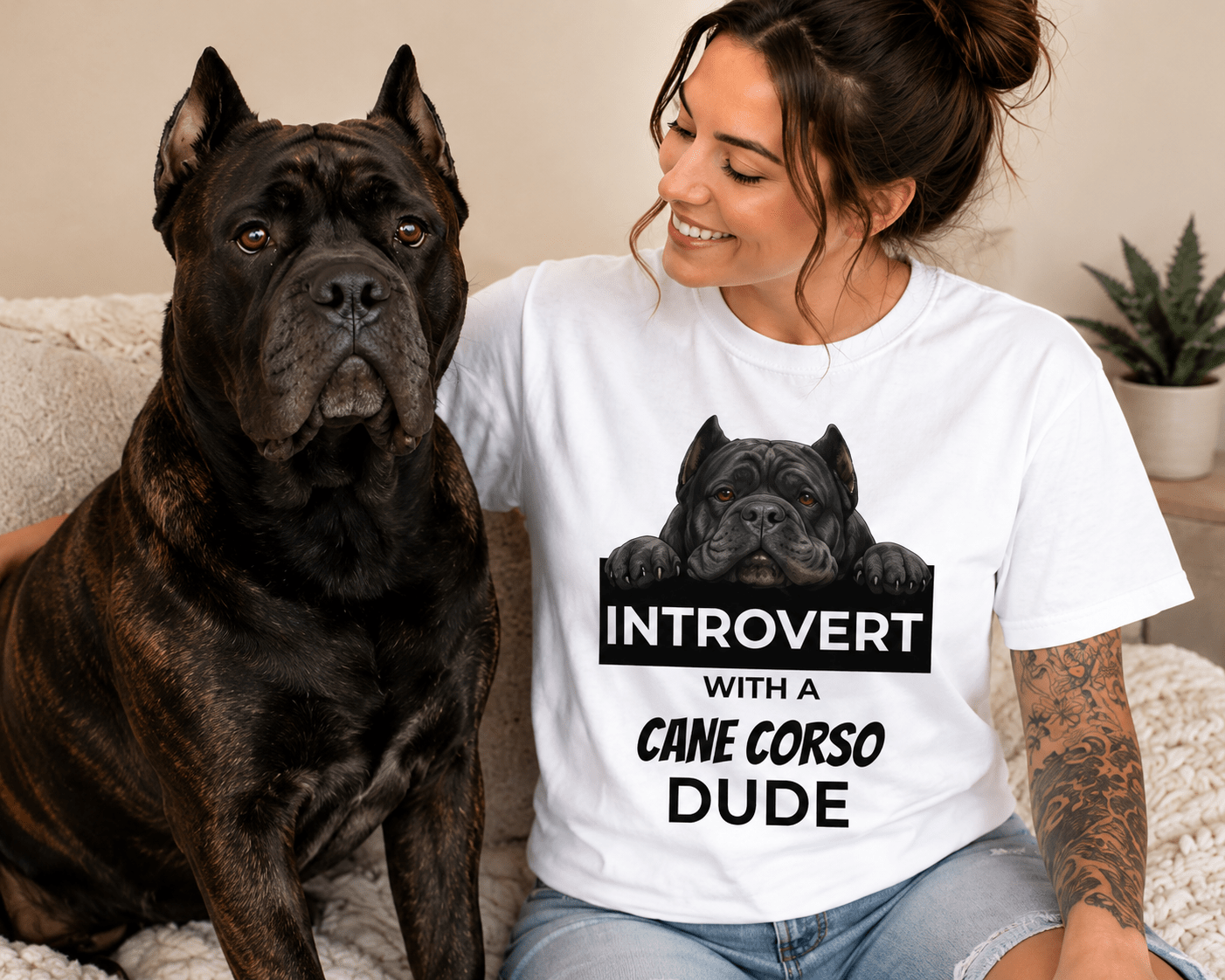 Introvert with a Cane Corso T-Shirt — Dog Lover Graphic Tee - TooEasy Gear