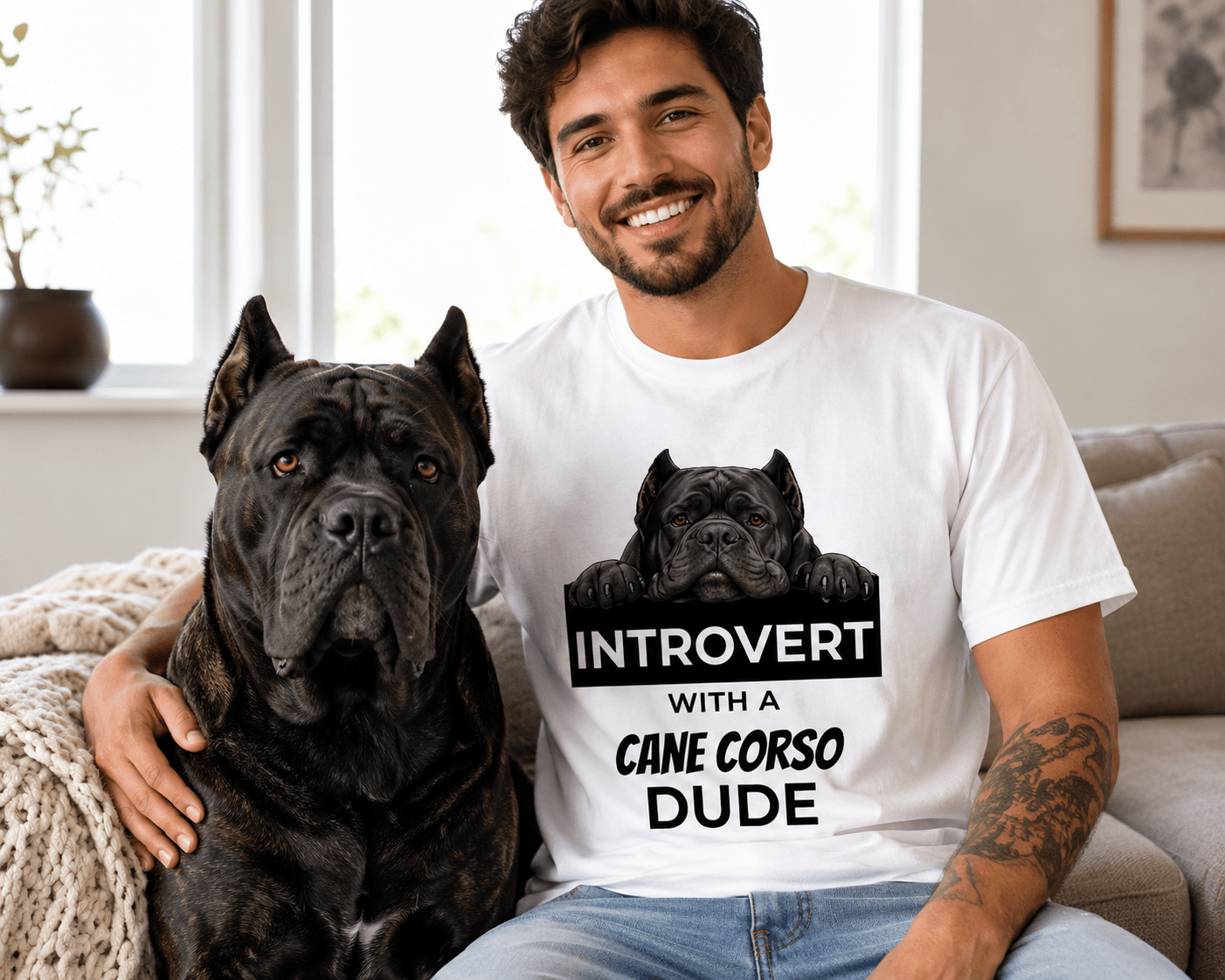 Introvert with a Cane Corso T-Shirt — Dog Lover Graphic Tee - TooEasy Gear