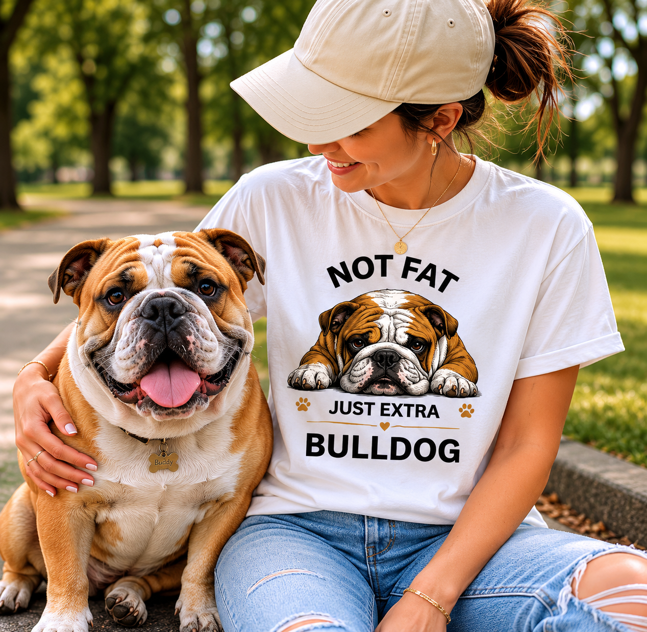 Not Fat Just Extra Bulldog T-Shirt | Bulldog Illustration, Funny Pet Shirt - TooEasy Gear