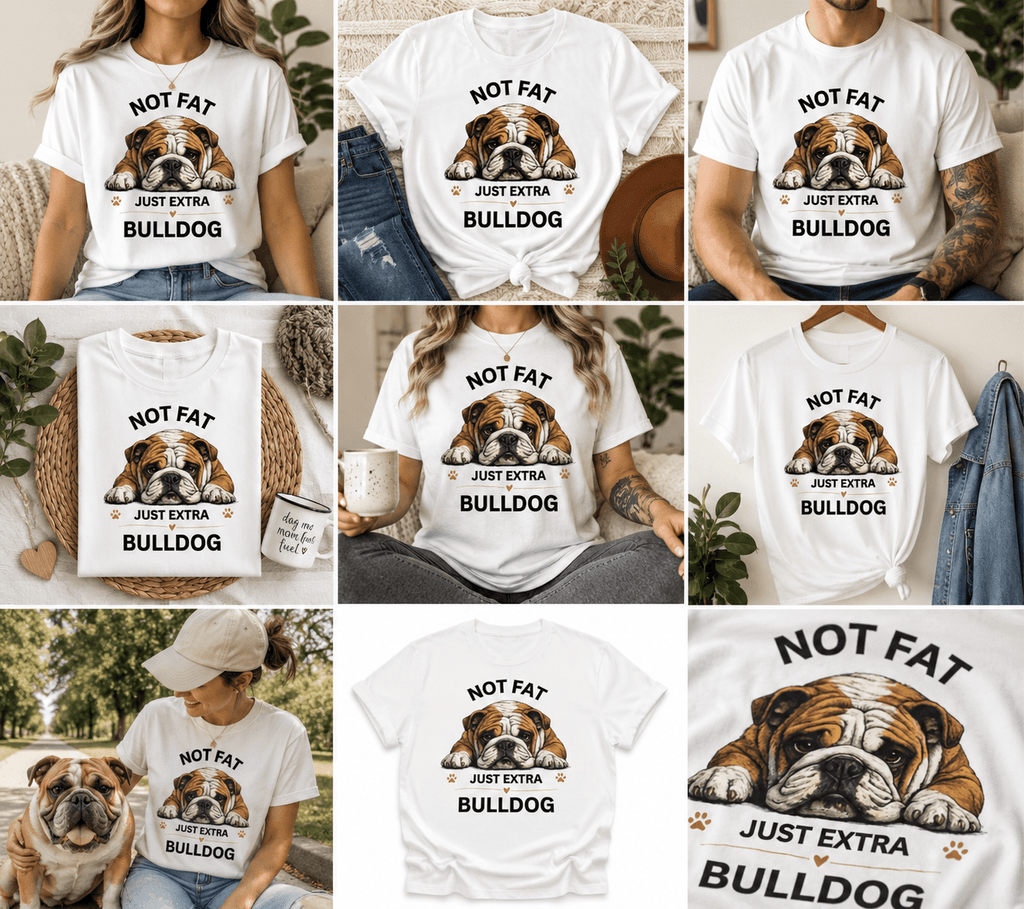 Not Fat Just Extra Bulldog T-Shirt | Bulldog Illustration, Funny Pet Shirt - TooEasy Gear