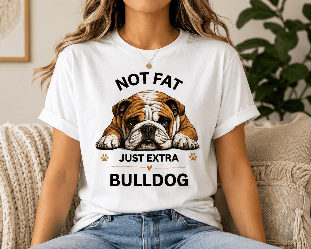 Not Fat Just Extra Bulldog T-Shirt | Bulldog Illustration, Funny Pet Shirt - TooEasy Gear
