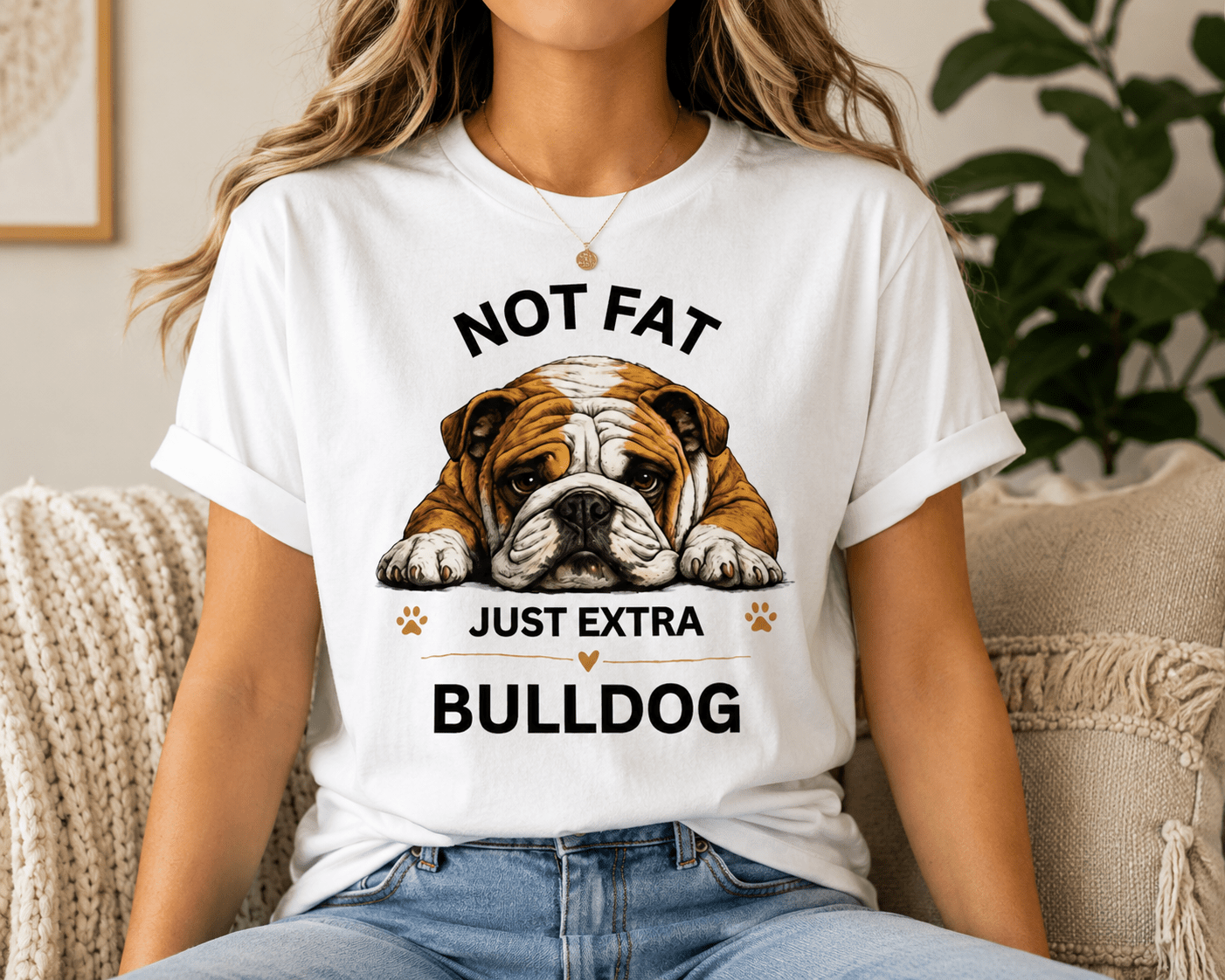 Not Fat Just Extra Bulldog T-Shirt | Bulldog Illustration, Funny Pet Shirt - TooEasy Gear