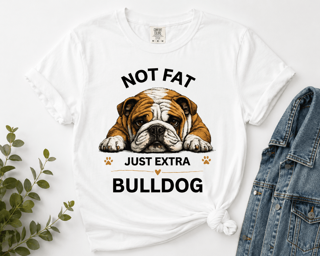 Not Fat Just Extra Bulldog T-Shirt | Bulldog Illustration, Funny Pet Shirt - TooEasy Gear