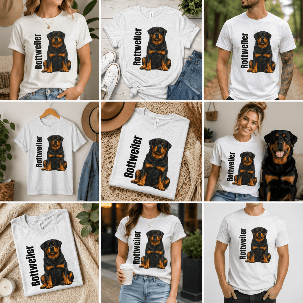 Rottweiler Dog Illustration T-shirt | Rottie Breed Tee, Pet Owner Shirt - TooEasy Gear