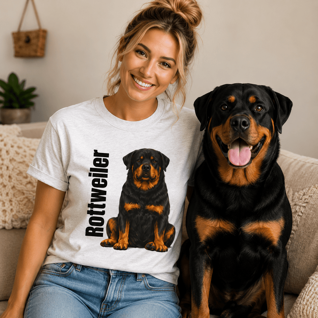 Rottweiler Dog Illustration T-shirt | Rottie Breed Tee, Pet Owner Shirt - TooEasy Gear