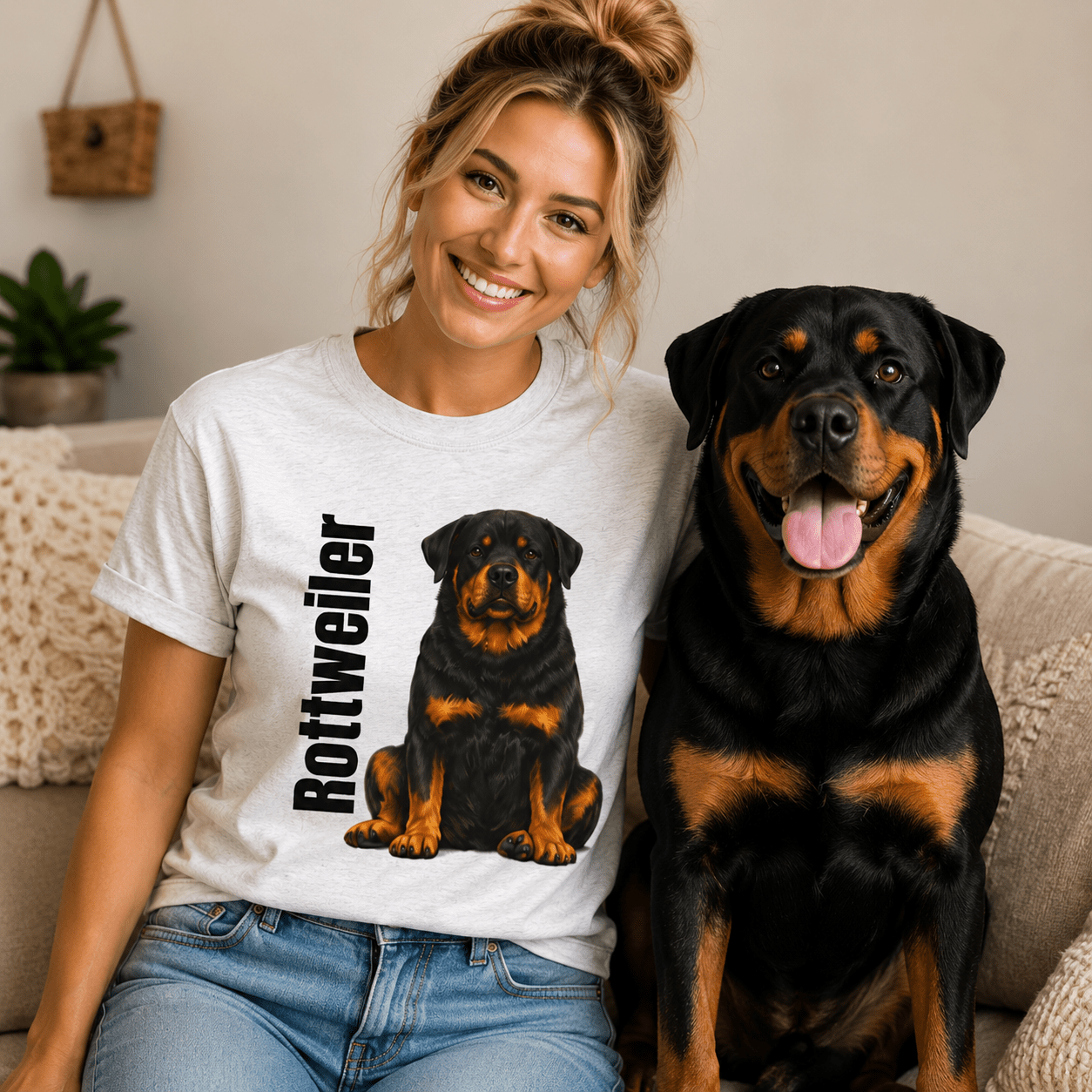 Rottweiler Dog Illustration T-shirt | Rottie Breed Tee, Pet Owner Shirt - TooEasy Gear